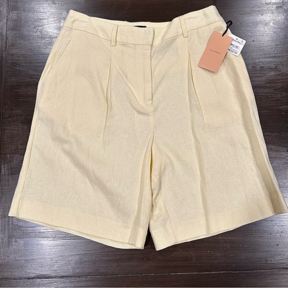 Halogen Bermuda Shorts Butter Yellow Size Medium Linen Blend NWT - Picture 5 of 11